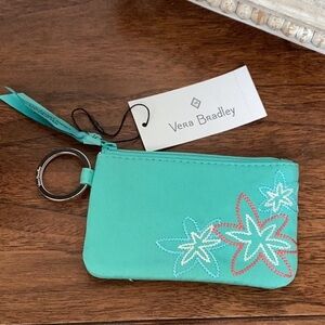 Vera Bradley aqua Zip ID Case in Rain Forest Canopy